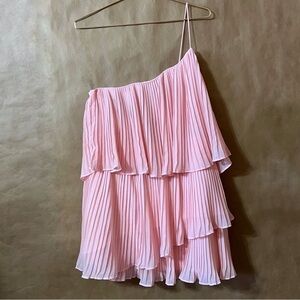 NBD | NWT Girlfriend Material One Shoulder Pleated Tiered Mini Dress Pink Size M